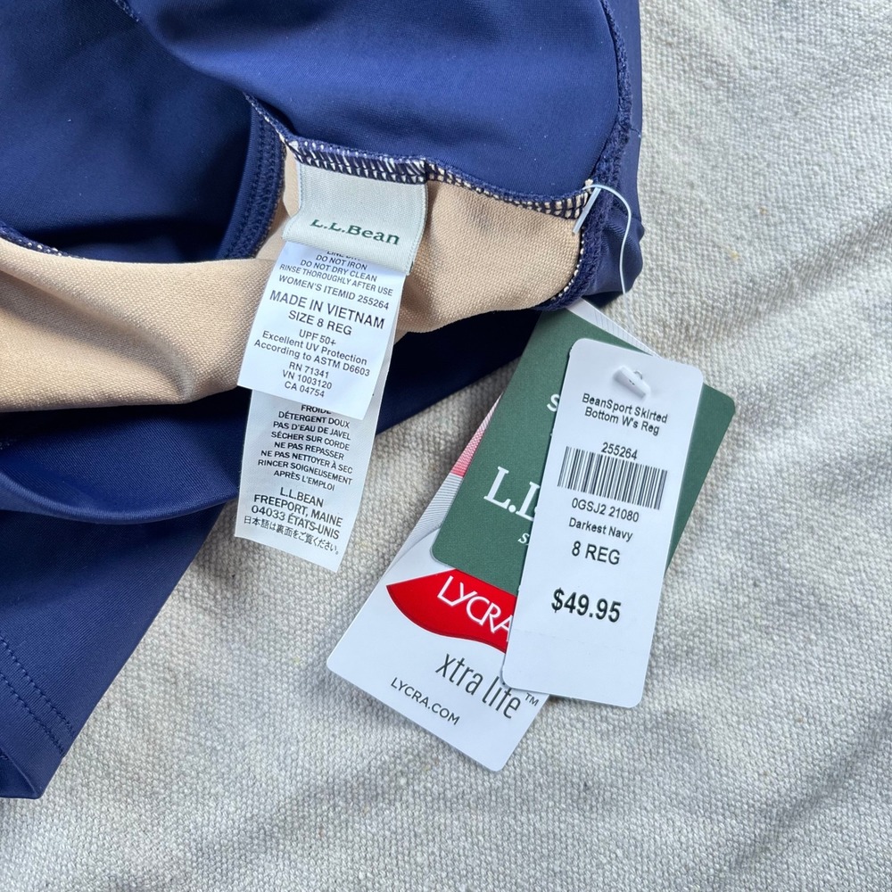 LL Bean Bean Sport Skirted Swim Bottom Navy Blue Swim Skirt SPF NWT - Picture 5 of 6